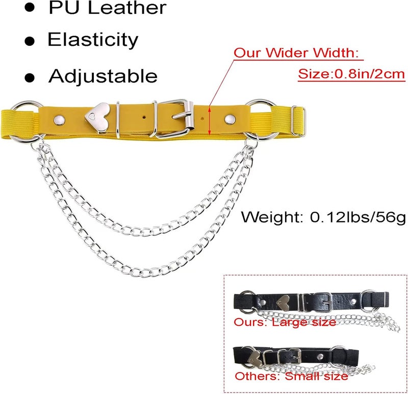 Lockban Adjustable Heart-Shaped Thigh Garter 2 Pieces Punk Leather Garter Belts Leg Garter with Chains Body Accessories - Image 3